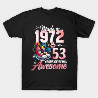 53rd Birthday Queen Made in 1972 Gifts 53 Years Old Floral T-Shirt